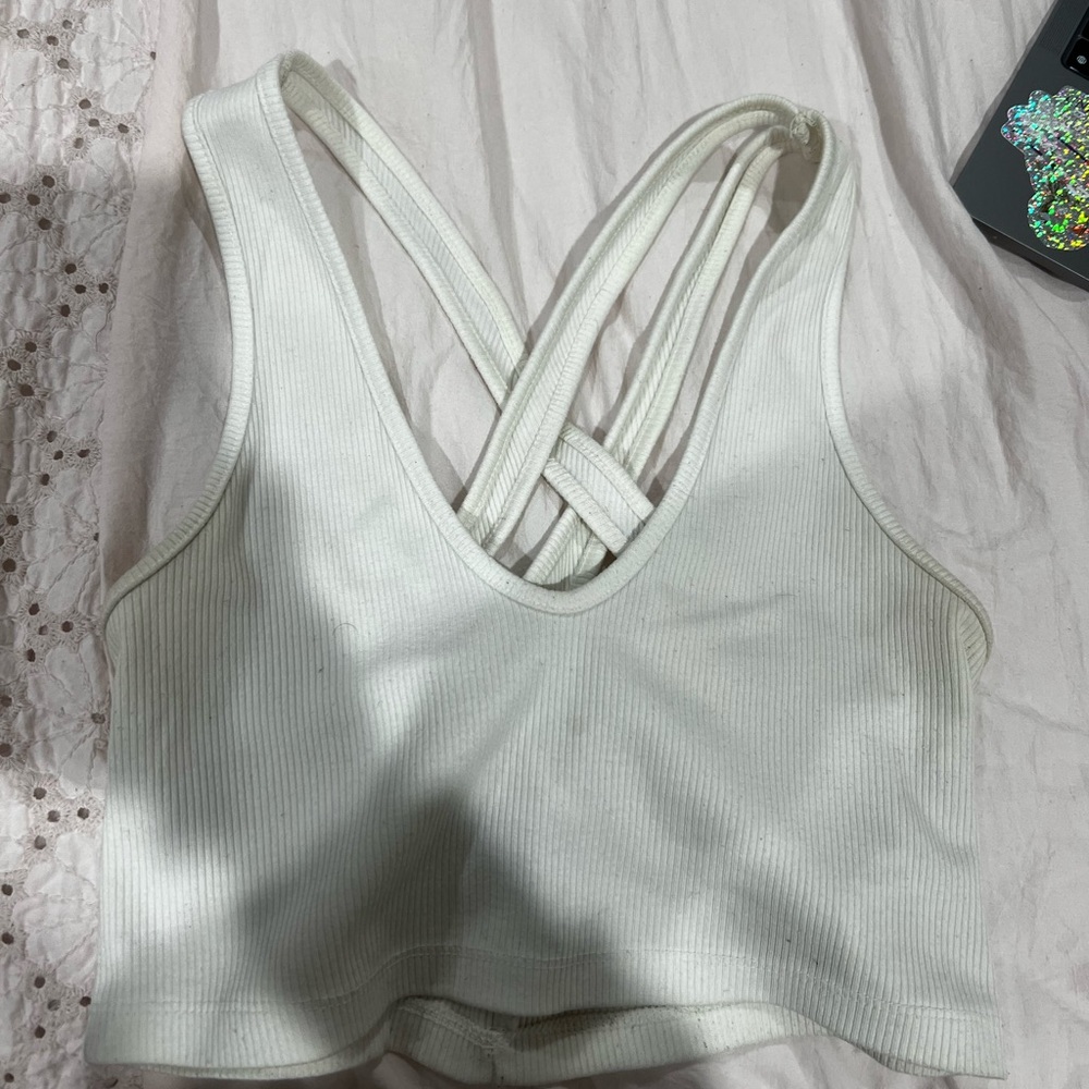 Urban Outfitters Cream Ribbed Top